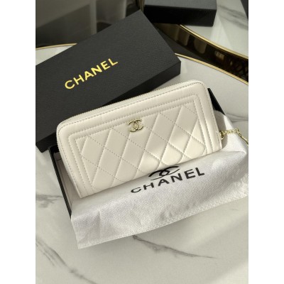 Женский кошелек Chanel белый с комплектацией большой Шанель Женский кошелек Chanel белый с комплектацией большой Шанель