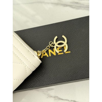Женский кошелек Chanel белый с комплектацией большой Шанель