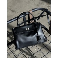 Сумка жіноча Balenciaga Rodeo Medium - Premium чорний срібло Баленсіага
