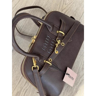Сумка жіноча Miu Miu Aventure Nappa Leather шоколадний класичний саквояж Міу Міу