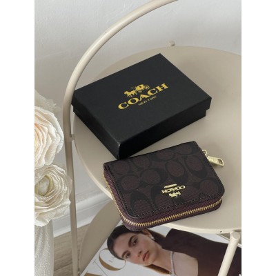 Кошелек женский Coach коричневый мини Коуч