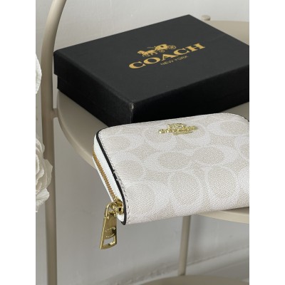 Кошелек женский Coach белый мини Коуч