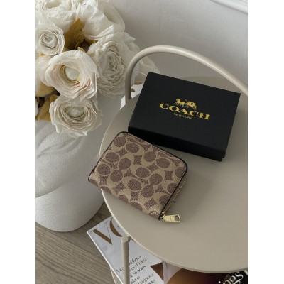 Кошелек женский Coach бежевый мини Коуч