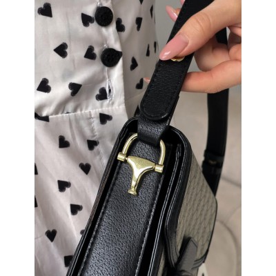 Сумка женская Horsebit 1955 Gucci  Гуччи на плече черно-серый