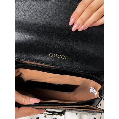 Сумка женская Horsebit 1955 Gucci  Гуччи на плече черно-серый