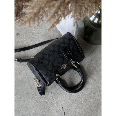 Сумка женская Coach Mini Rowan Crossbody In Signature черный Шанель бочонок