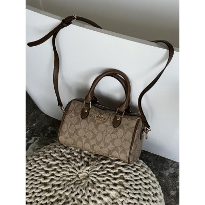 Сумка жіноча Coach Mini Rowan Crossbody In Signature бежевий Коуч барило