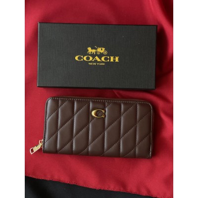 Жіночий гаманець Coach Quilted Leather Zip Around Long Walle коричневий великий Коуч Жіночий гаманець Coach Quilted Leather Zip Around Long Walle коричневий великий Коуч