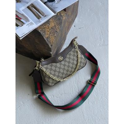 Сумка жіноча Gucci Ophidia коричневий Гуччі через плече на широкому ремені Сумка жіноча Gucci Ophidia коричневий Гуччі через плече на широкому ремені