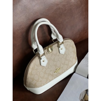 Сумка жіноча Coach Mini Sierra Satchel бежево-білий через плече Коуч