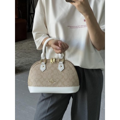 Сумка жіноча Coach Mini Sierra Satchel бежево-білий через плече Коуч