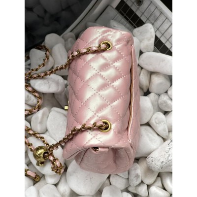 Сумка жіноча клатч через плече Chanel Classic Шанель рожевий міні
