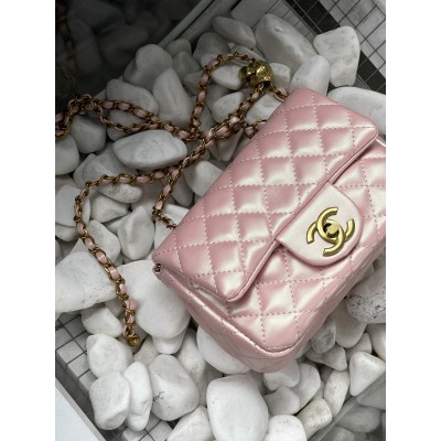 Сумка жіноча клатч через плече Chanel Classic Шанель рожевий міні