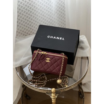 Сумка жіноча клатч Chanel Classic Lambskin Pearl Crush Vanity Bag Premium бордовий класичний Шанель Сумка жіноча клатч Chanel Classic Lambskin Pearl Crush Vanity Bag Premium бордовий класичний Шанель