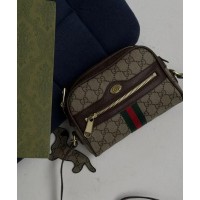 Сумка жіноча Gucci Supreme Ophidia Mini Shoulder Bag коричневий крос боді через плече Гуччі