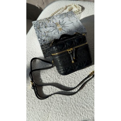 Сумка жіноча Christian Dior Small Dior Travel Vanity Case чорний через плече Крістіан Діор