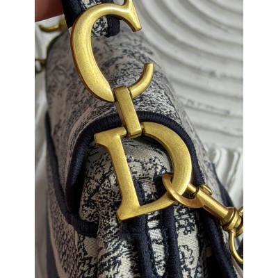 Жіноча сумка Dior Saddle Bag синій тигр через плече Крістіан Діор сідло