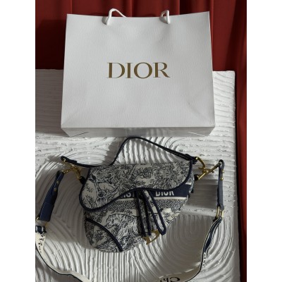 Жіноча сумка Dior Saddle Bag синій тигр через плече Крістіан Діор сідло
