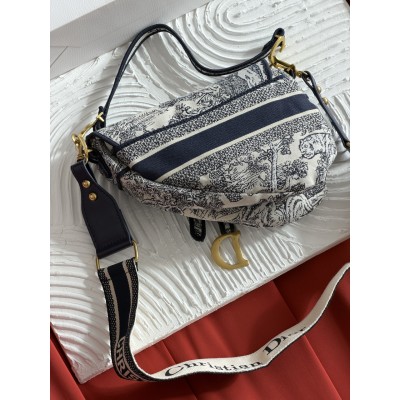 Жіноча сумка Dior Saddle Bag синій тигр через плече Крістіан Діор сідло
