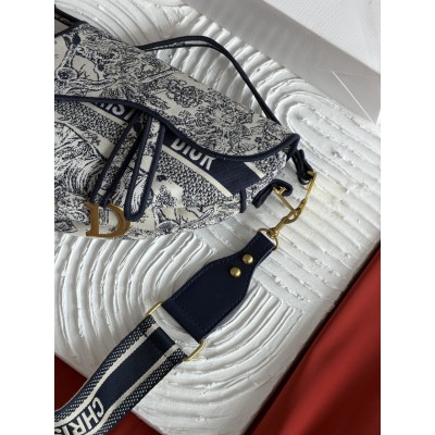 Жіноча сумка Dior Saddle Bag синій тигр через плече Крістіан Діор сідло
