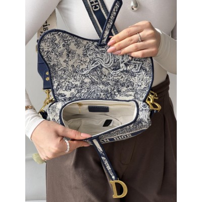 Жіноча сумка Dior Saddle Bag синій тигр через плече Крістіан Діор сідло