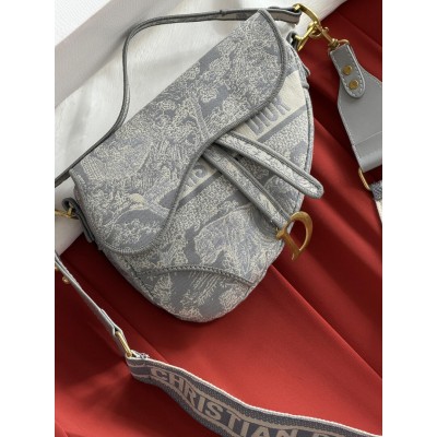 Жіноча сумка Dior Saddle Bag світло-сірий тигр через плече Крістіан Діор сідло