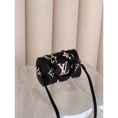Женская сумка Louis Vuitton Nano Speedy mini бочонок черный монограм через плече Луи Виттон