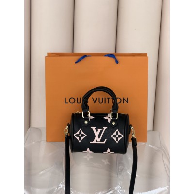 Жіноча сумка Louis Vuitton Nano Speedy mini барило чорний монограм через плече Луї Віттон Жіноча сумка Louis Vuitton Nano Speedy mini барило чорний монограм через плече Луї Віттон