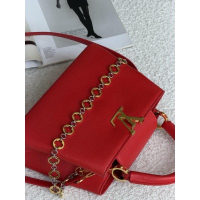 Женская сумка клатч Louis Vuitton Capucines East-West Medium через плечо Луи Виттон красный классический