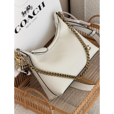 Сумка жіноча Coach Juliet Shoulder Classic Bag 25 Premium через молочні плечі + золото Коуч