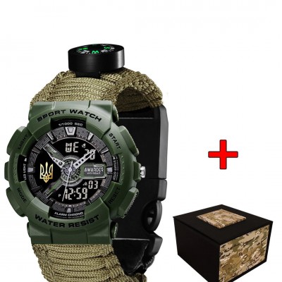 Awarder 005P Тризуб золото Army Green Паракордовий ремінець Army Green + Коробка. Awarder 005P Тризуб золото Army Green Паракордовий ремінець Army Green + Коробка.