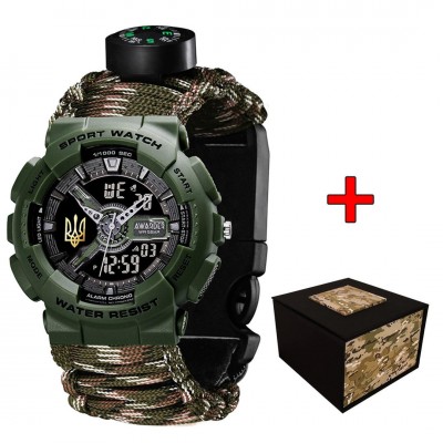 Awarder 005P Тризуб золото Army Green Паракордовий ремінець Camo Green + Коробка. Awarder 005P Тризуб золото Army Green Паракордовий ремінець Camo Green + Коробка.