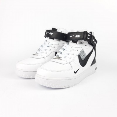 Nike Air Force 1 Mid ´07 LV8 высокие на липучке Белые с черным, Размер 39