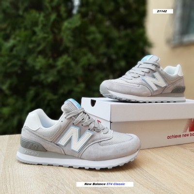 New Balance 574 Classic сірі з білим та блакитним, Розмір 36