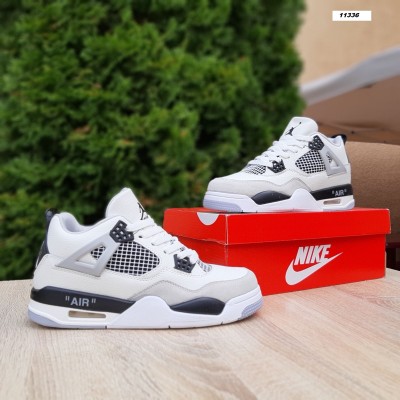 Nike AIR Jordan 4 высокие белые с серым, Размер 41
