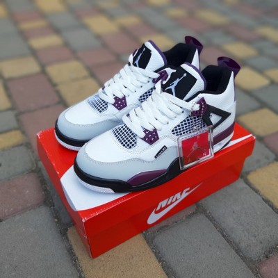 Air Jordan 4 Retro PSG Paris Saint Germain Белые с серым и сиреневым, Размер 44