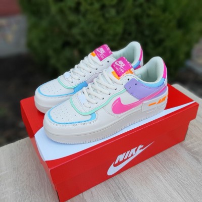 Nike Air Force 1 Shadow бежевые с малиной, Размер 39