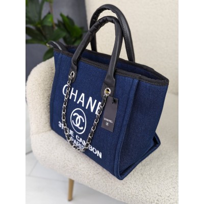 Сумка жіноча шопер Chanel Deauville Шанель джинс