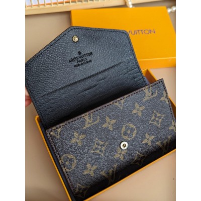 Кошелек Louis Vuitton коричневый + черный LUX качество Луи ВИТОН конверт средний