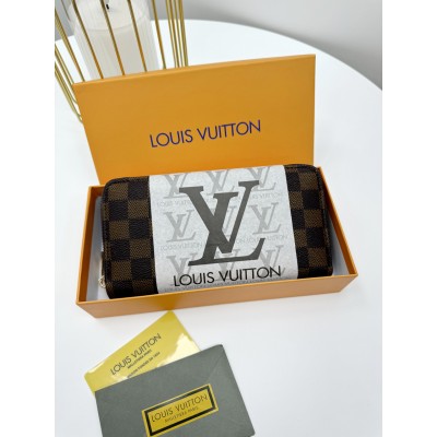 Мужской кошелек Louis Vuitton коричневый шахматный Луи Витон кошелек унисекс