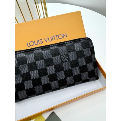 Чоловічий гаманець Louis Vuitton сірий шаховий Луї Вітон гаманець унісекс