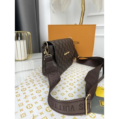 Сумка Louis Vuitton крос-боді коричневий у клітку через плече Луї Вітон