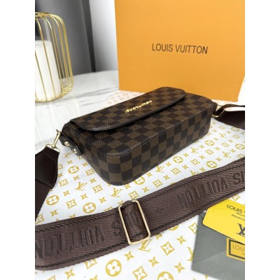 Сумка Louis Vuitton крос-боді коричневий у клітку через плече Луї Вітон