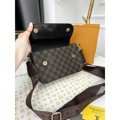 Сумка Louis Vuitton крос-боді коричневий у клітку через плече Луї Вітон
