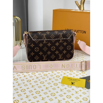 Сумка Louis Vuitton крос-боді коричневий з рожевим ременем через плече Луї Вітон