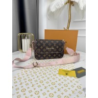 Сумка Louis Vuitton кросс-боди коричневый с розовым ремнем через плечо Луи Витон