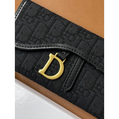 Жіночий гаманець візитниця сідло Christian Dior чорний Діор
