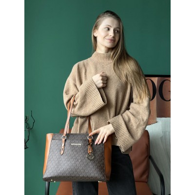 Сумка женская Майкл Корс шопер коричневый Michael Kors шоппер