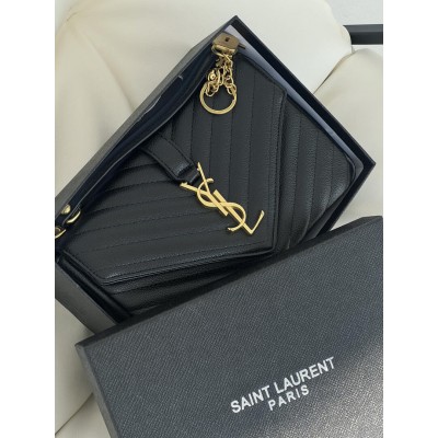 Жіноча сумка Yves Saint Laurent College Medium YSL Ів Сен Лоран чорний золото клатч Premium
