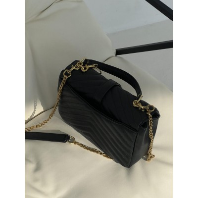 Жіноча сумка Yves Saint Laurent College Medium YSL Ів Сен Лоран чорний золото клатч Premium